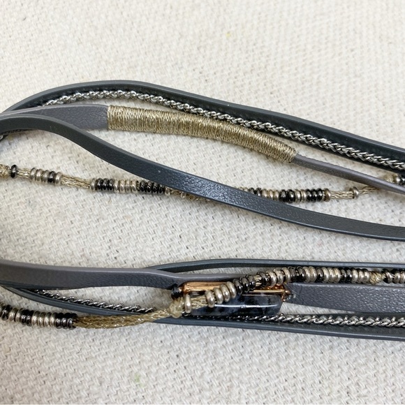 Stella & Dot Gray Wrap Bracelet w chain beads - Picture 3 of 5